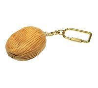 Made in India Llavero Nuez de Madera con Escarabajo de la Suerte - Hecho a Mano - Madera de sándalo (4,5 cm)