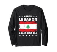 Made in Lebanon a Long Time Ago Proud Lebanese Lebanon Flag Manga Larga