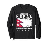 Made in Nepal a Long Time Ago Proud Nepali Nepal Flag Manga Larga