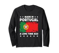 Made in Portugal a Long Time Ago Portuguese Portugal Flag Manga Larga