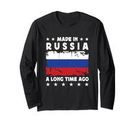 Made in Russia a Long Time Ago Proud Russian Russia Flag Manga Larga