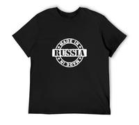 Made In Russia Motif Men's T-Shirt Unisex Black Cotton Hip Hop Print tee Shirts M