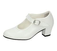 MADE IN SPAIN 15 Zapatos de Polipiel para Bailar Flamenco o sevillanas Blancos Hechos en España. Dan Poca Talla. Comprar una Talla más NIÑA Zapatos TACÓN Blanco 30