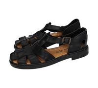 MADE IN SPAIN 58 Cangrejera de Piel Negro con Hebilla, Plantilla cómoda y tacón 2,5 cm, Ideal para días calurosos Hombre Sandalias Negro 44