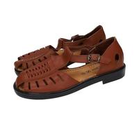 MADE IN SPAIN 59 Cangrejera de piel marrón con hebilla, plantilla cómoda y tacón 2,5 cm, ideal para días calurosos MUJER SANDALIAS CAMELLO 39