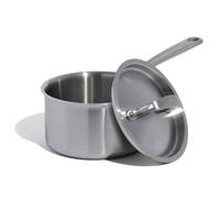 Made In Utensilios de cocina - Cacerola de acero inoxidable de 2 cuartos con tapa - Cacerola revestida de acero inoxidable de 5 capas - Italia - Compatible con inducción