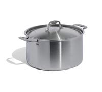 Made In Utensilios de cocina - Olla de acero inoxidable de 12 cuartos con tapa - Revestimiento de acero inoxidable de 5 capas - Utensilios de cocina profesionales - Italia - Compatible con inducción