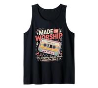 Made To Worship Psalm 150:1 Casete Retro Alabanza Fe Camiseta sin Mangas