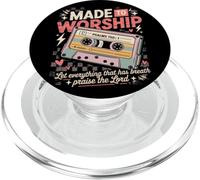 Made To Worship Psalm 150:1 Casete Retro Alabanza Fe PopSockets PopGrip para MagSafe