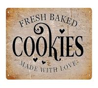 Made with Love Fresh Baked Cookies Vintage Tin Sign Retro Kitchen Decor Wall Art 8 X 12 in