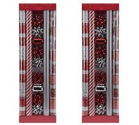 made2trade Juego de 2 papeles de regalo de 13 piezas, 4 x 200 x 70 cm, color rojo y plateado.