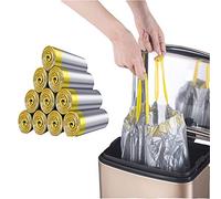 Madeb La Bolsa de Basura con cordón de es fácil de Usar, Limpia y se Puede Usar en Bolsas de Basura de Cocina y Bolsas de Basura Interiores, 12-15 litros, Plata, 150 Bolsas