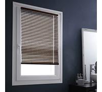 MADECOSTORE Estor Veneciano de Aluminio Easy Chocolate, 87 x 150 cm, Mecanismo autobloqueante, láminas de 25 mm, sin taladrar, 87l x 150L cm