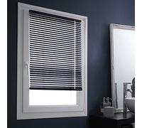 madecostore - Estor Veneciano de Aluminio Easy Gris Antracita - 107 x 150 cm - Mecanismo autobloqueante - láminas de 25 mm - sin taladrar