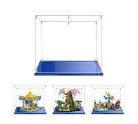 MADEHAY 3 mm Vitrina Acrílica Transparente Antipolvo,para Lego Modelo Serie 10208 60141 75572 76248 77092 Grand Caja de Exhibición. Base Azul (1, 40x40x35cm)