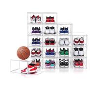 MADEHAY Armario Organizador de Zapatos，Caja de Exhibición de Acrílico Transparente, Plexiglass Vitrina Expositora，Vitrina de Muñecas con Puerta para Figuras Coleccionabl (10, 27x36x23cm)