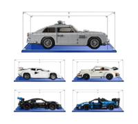 MADEHAY Vitrina Acrílica Transparente Antipolvo,para Lego Coche Modelo Serie 10262 10265 42123 42176 Grand Caja de Exhibición. Base Azul (1, 40x20x15cm)