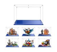 MADEHAY Vitrina Acrílica Transparente Antipolvo,para Lego Modelo Serie 10267 10331 76295 76422 80021 Grand Caja de Exhibición. Base Azul (1, 35x25x25cm)