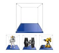 MADEHAY Vitrina Acrílica Transparente Antipolvo,para Lego Modelo Serie 10328 10338 31152 75211 76249. Grand Caja de Exhibición. Base Azul (1, 25x25x30cm)