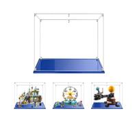 MADEHAY Vitrina Acrílica Transparente Antipolvo,para Lego Modelo Serie 31119 41315 41756 42179 71747 Grand Caja de Exhibición. Base Azul (1, 35x25x30cm)