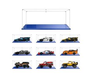 MADEHAY Vitrina Acrílica Transparente Antipolvo,para Lego Modelo Serie 40433 42137 42162 42184 Grand Caja de Exhibición. Base Azul (1, 35x15x15cm)