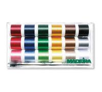 Madeira Carretes de hilo Rayon No. 40 – 18 x 200 m, caja transparente, multicolor