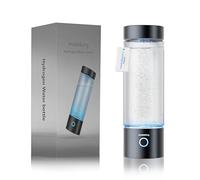 madeking Generador de Botella de Agua de Hidrógeno - Máquina Ionizadora de Agua de Hidrógeno Recargable de 400ml, Vaso de Agua de Hidrógeno de Vidrio Portátil Bueno para Viajar, Viaje, Regalo (negro)