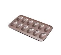 Gurlideo Madeleine - Bandeja para hornear, 12 cavidades, bandejas de galletas Madeleine, acero al carbono con revestimiento antiadherente, para horno, brownies de chocolate, galletas, dorado