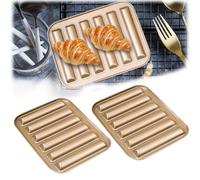 Madeleine - Molde para hornear Madeleine de acero al carbono, molde para galletas con forma de palo, antiadherente, bandeja para hornear y horno, color dorado (paquete de 2)