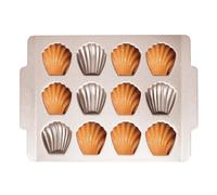 Madeleine - Molde para tartas con forma de concha, molde antiadherente de acero al carbono para repostería, 12 cavidades para horno, pan, chocolate, magdalenas, brownies, galletas y dulces