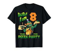 Mademark x Teenage Mutant Ninja Turtles - Amigo soy 8 Años Mikey Pizza Fiesta de Cumpleaños Camiseta