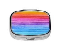 Madera colorida del arco iris, Pastillero cuadrado para bolsillo o monedero, pequeño contenedor de pastillas, organizador de pastillas de viaje