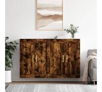 Madera contrachapada armarios Montaje Pared Elegante 69 5 cm marrón | Armario de pared 2 uds madera ingenieria roble ahumado con puertas almacenaje modular colgante para salón dormitorio entrada