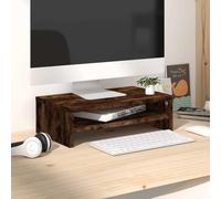 Madera contrachapada roble ahumado minimalista con estante extra 42x24x13 | Soporte monitor madera contrachapada roble ahumado 42x24x13 cm elevador pantalla con estante organizador para escritorio TV