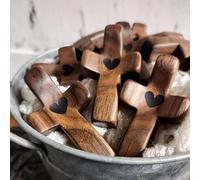 Madera Cruz Fidget - Cruce mi corazón, Cruces de oración para la Mano, Cruces de Bolsillo de Nogal para Alivio y oración de la ansiedad (5pcs)