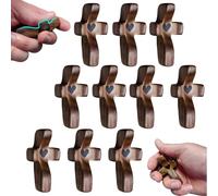 Madera Cruz Fidget - Cruce mi corazón, Cruces de oración para la Mano, Cruces de Bolsillo de Nogal para Alivio y oración de la ansiedad (10pcs)
