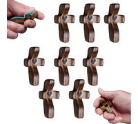Madera Cruz Fidget - Cruce mi corazón, Cruces de oración para la Mano, Cruces de Bolsillo de Nogal para Alivio y oración de la ansiedad (8pcs)