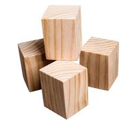 Madera de almacenamiento de muebles elevadores Ris Paquete de 4 elevadores de muebles de madera de pino macizo, cuadrados, altura 3-20 cm, varios tamaños, capacidad de 800 kg.(12 x 12 x 8cm)