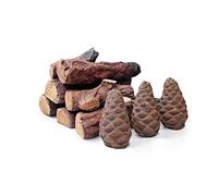 Madera de cerámica para chimeneas de bioetanol, Troncos de Gas, 10 Piezas de leña de cerámica Decorativa para Interiores y Exteriores, Insertos de Gas, ventilados, sin ventilación……