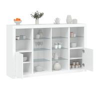 Madera de ingeniería con luces LED para salón 3 piezas Blanco 163x37x100 cm | Aparadores con luces LED 3 piezas madera de ingenieria blanco mueble salon almacenaje y expositor con luz RGB ajustable