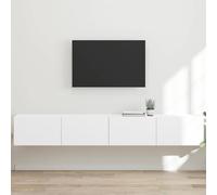Madera de ingeniería Estante Flotante Minimalista 2 uds. Blanco 29.13 | Mueble de TV Montado en la Pared 2 uds. Madera de ingeniería, Centro de Entretenimiento Flotante con 4 Estantes y Puertas de