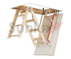 Madera de madera plegable Optistep escalera para desván ático o escaleras. Marco W60 cm x L120cm H hasta 280 cm y aislada trampilla