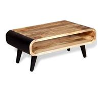 Madera de mango rugosa industrial vintage Multicolor 90x55x39 cm | Mesa de centro madera mango rugosa 90x55x39 cm industrial vintage con estante hierro, mueble auxiliar para salon y sofa