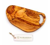 Madera de Olivo la Tabla de Cortar, Bandeja Con Asa Y Raspador, Forma Natural - 35cm