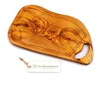 Madera de Olivo la Tabla de Cortar, Bandeja Con Asa Y Raspador, Forma Natural - 40cm