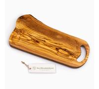 Madera de Olivo la Tabla de Cortar, Bandeja Con Asa Y Raspador, Forma Natural - 45cm