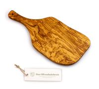 Madera de Olivo la Tabla de Cortar, Bandeja para Hora Del Bocadillo con Asa en Corte Natural - 40cm
