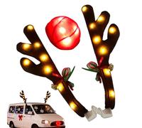 Madera De reno Para Coches | Suministros De Fiesta Lindos LED Con Campanas | Decoración De Coche De Navidad | Para Halloween Fiesta Eventos Ocasiones Especiales Sesión De Fotos Otoño Casa