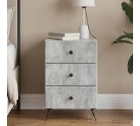 Madera Elaborada Estilo Vintage Rectangular 43 x 41 x 66 5 cm Gris | Armario de Noche Gris Hormigón 43x41x66,5 cm con 3 Cajones, Mesita Vintage de Madera para Dormitorio y Salón, Resistente y