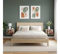 Madera elaborada moderno rectangular tirador integrado Marrón 36x33x25 cm | Mesita de noche de pared BORNE 2 uds. Roble Sonoma con 2 cajones, moderno armario flotante para dormitorio pequeño,
